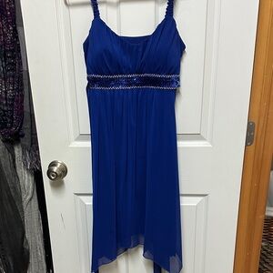 Enfocus Studio Royal Blue Pleated V-Neck Dress